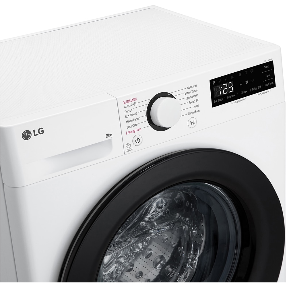 Masina de spalat rufe frontala slim LG F2WR508SBW, Steam, 8 kg, 1200rpm, Clasa A, alb