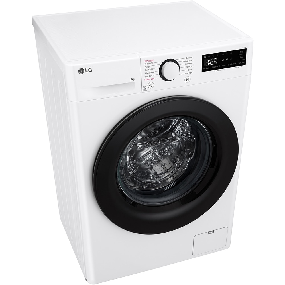 Masina de spalat rufe frontala slim LG F2WR508SBW, Steam, 8 kg, 1200rpm, Clasa A, alb