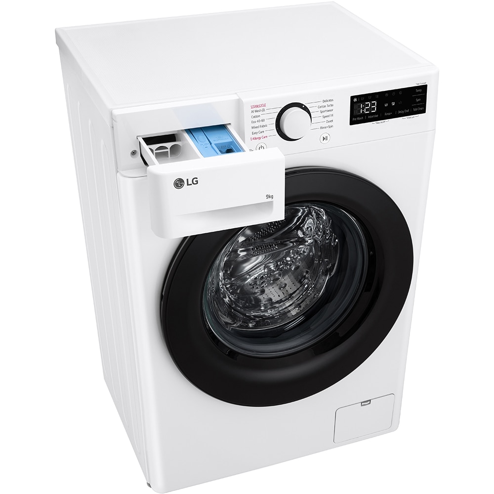 Masina de spalat rufe frontala slim LG F2WR509SBW, AI Direct Drive, 9 kg, 1200rpm, Clasa A, alb