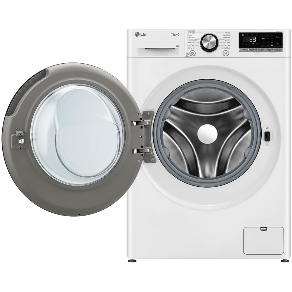 Masina de spalat rufe frontala slim LG F2WR709S2W, Steam, Wi-Fi, 9 kg, 1200rpm, Clasa A, alb