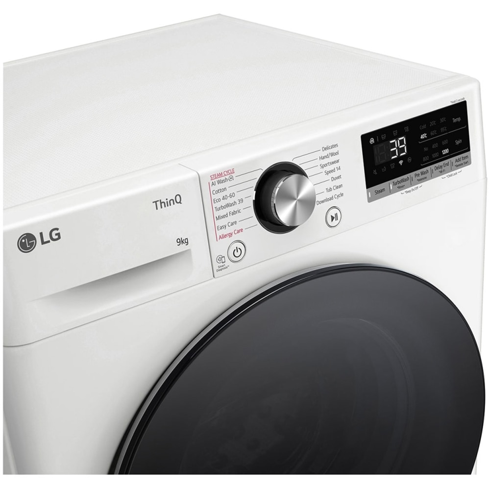 Masina de spalat rufe frontala slim LG F2WR709S2W, Steam, Wi-Fi, 9 kg, 1200rpm, Clasa A, alb