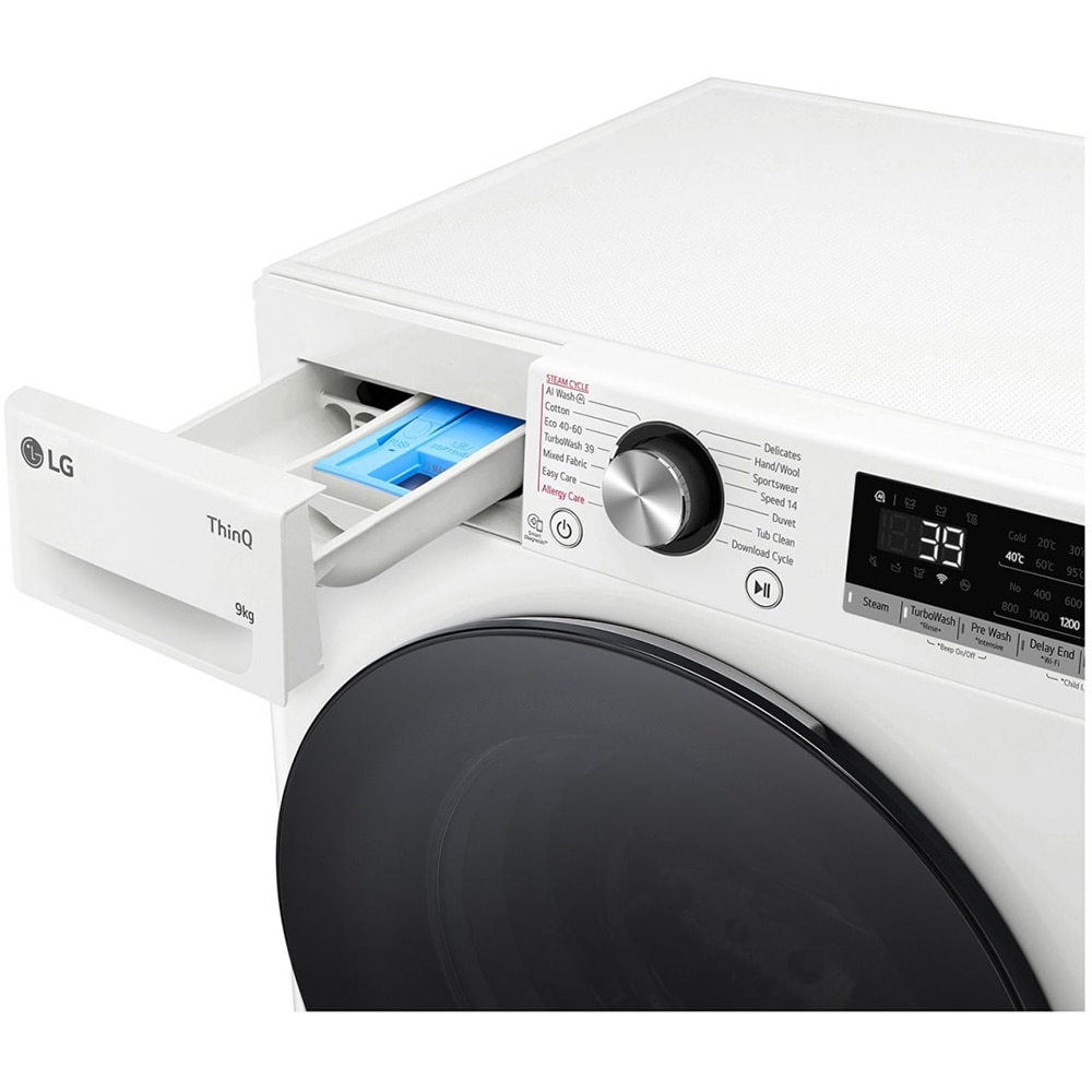 Masina de spalat rufe frontala slim LG F2WR709S2W, Steam, Wi-Fi, 9 kg, 1200rpm, Clasa A, alb