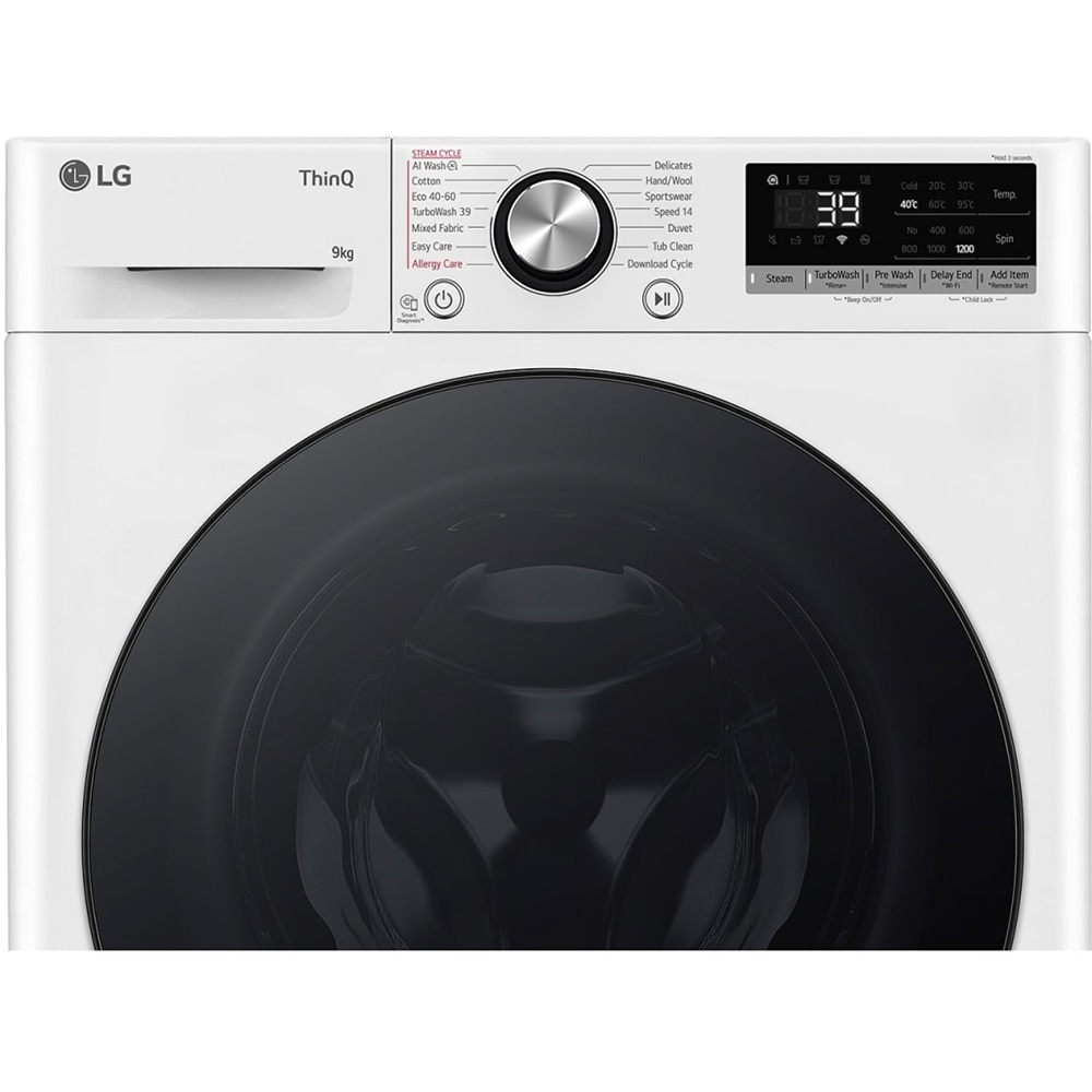 Masina de spalat rufe frontala slim LG F2WR709S2W, Steam, Wi-Fi, 9 kg, 1200rpm, Clasa A, alb