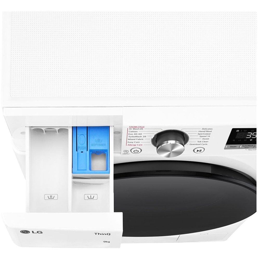 Masina de spalat rufe frontala slim LG F2WR709S2W, Steam, Wi-Fi, 9 kg, 1200rpm, Clasa A, alb