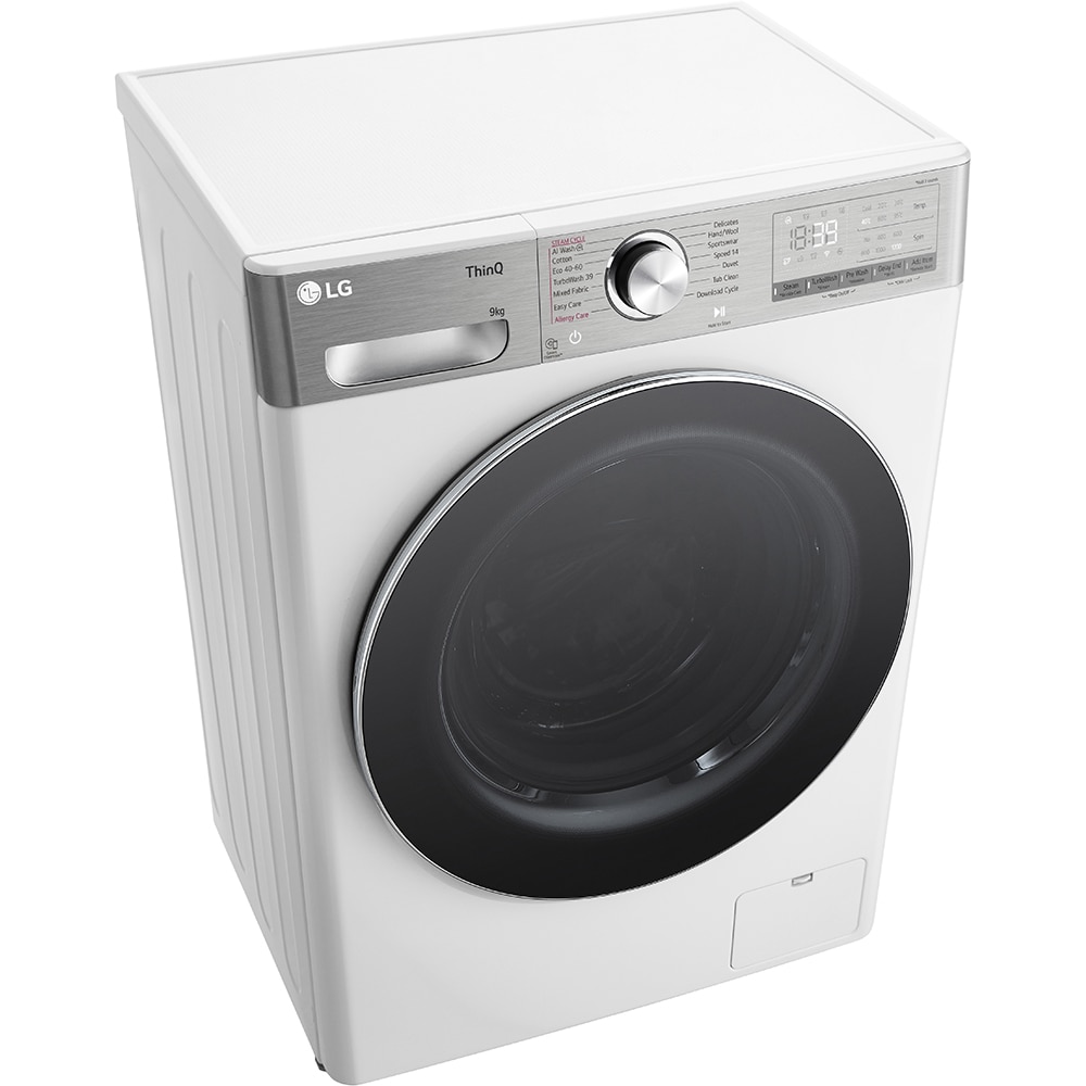 Masina de spalat rufe frontala slim LG F2WR909P3W, AI Direct Drive, 9 kg, 1200rpm, Clasa A, alb