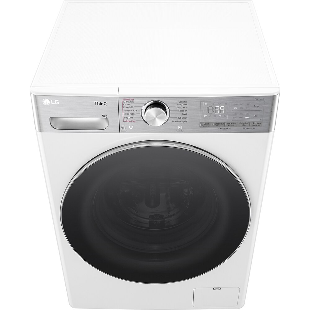 Masina de spalat rufe frontala slim LG F2WR909P3W, AI Direct Drive, 9 kg, 1200rpm, Clasa A, alb