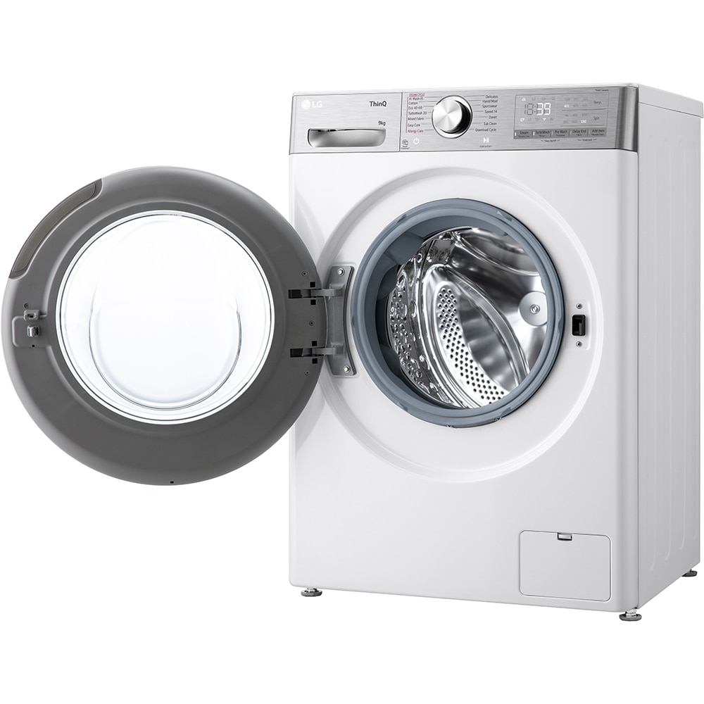 Masina de spalat rufe frontala slim LG F2WR909P3W, AI Direct Drive, 9 kg, 1200rpm, Clasa A, alb