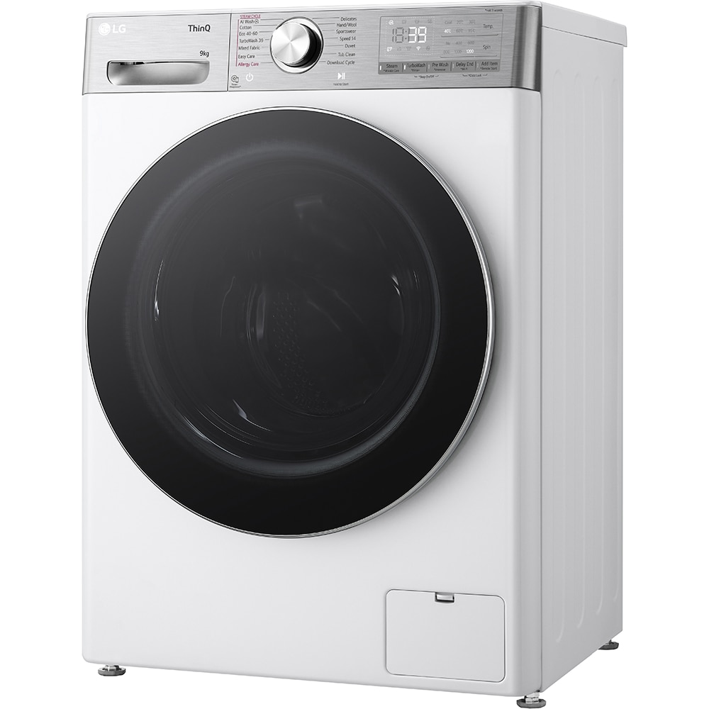 Masina de spalat rufe frontala slim LG F2WR909P3W, AI Direct Drive, 9 kg, 1200rpm, Clasa A, alb