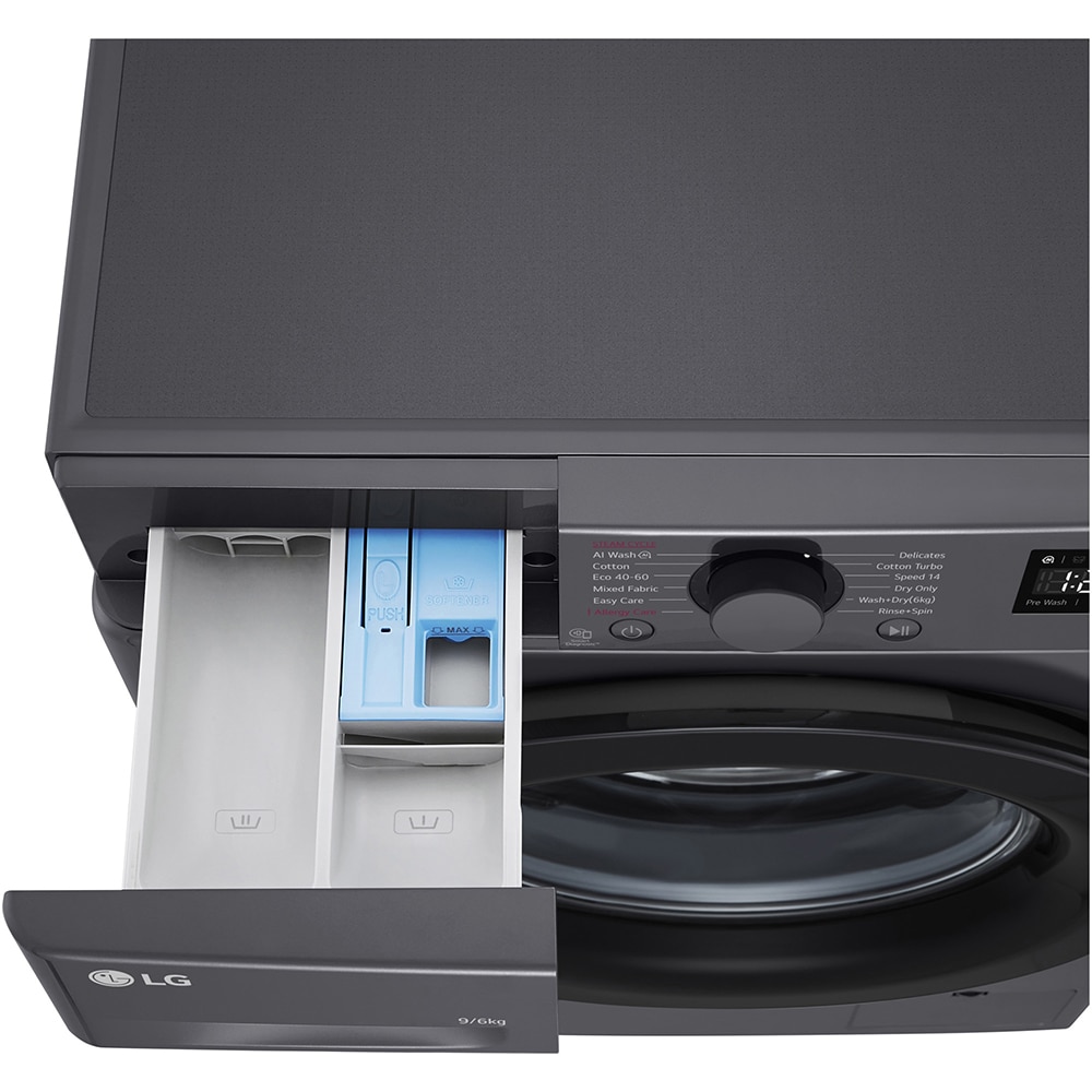 Masina de spalat rufe frontala cu uscator LG F4DR509SBM, Steam, AI DD, 9/6 kg, 1400rpm, Clasa A/D, antracit