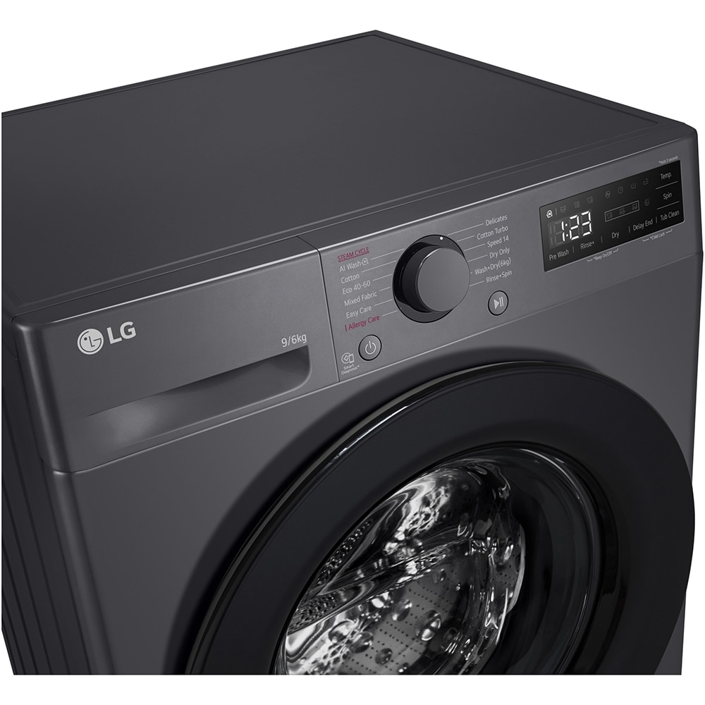 Masina de spalat rufe frontala cu uscator LG F4DR509SBM, Steam, AI DD, 9/6 kg, 1400rpm, Clasa A/D, antracit