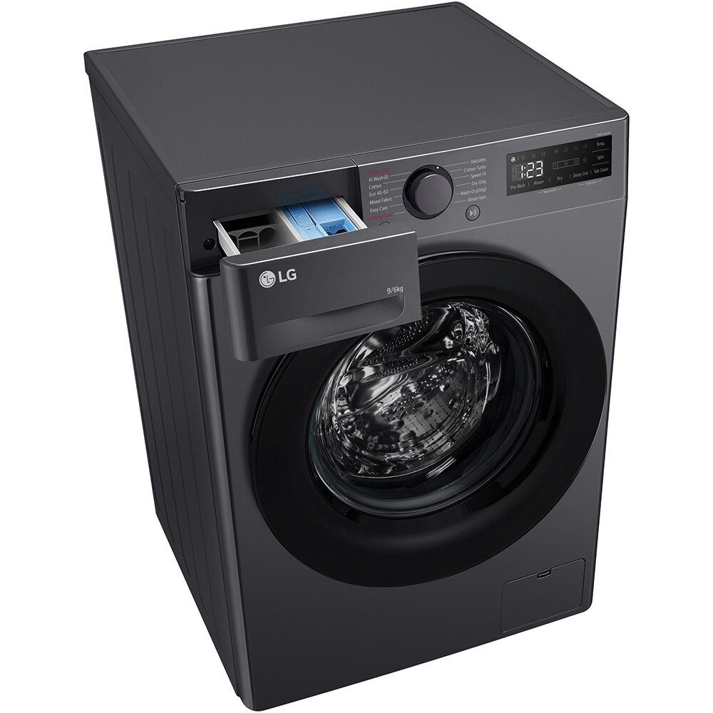 Masina de spalat rufe frontala cu uscator LG F4DR509SBM, Steam, AI DD, 9/6 kg, 1400rpm, Clasa A/D, antracit