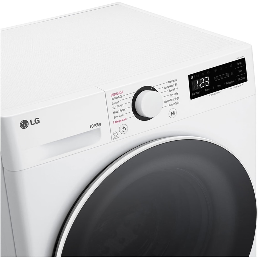 Masina de spalat rufe frontala cu uscator LG F4DR510S0W, Steam, AI DD, 10/6 kg, 1400rpm, Clasa A/D, alb