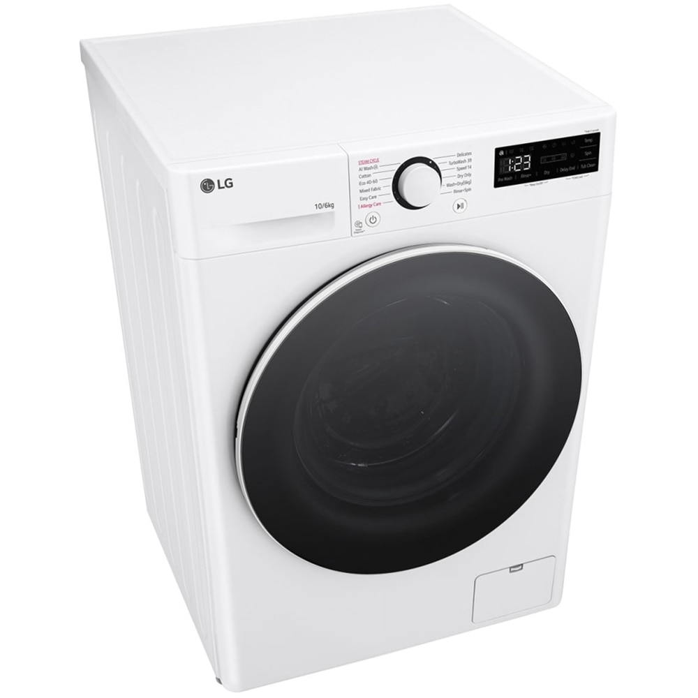 Masina de spalat rufe frontala cu uscator LG F4DR510S0W, Steam, AI DD, 10/6 kg, 1400rpm, Clasa A/D, alb