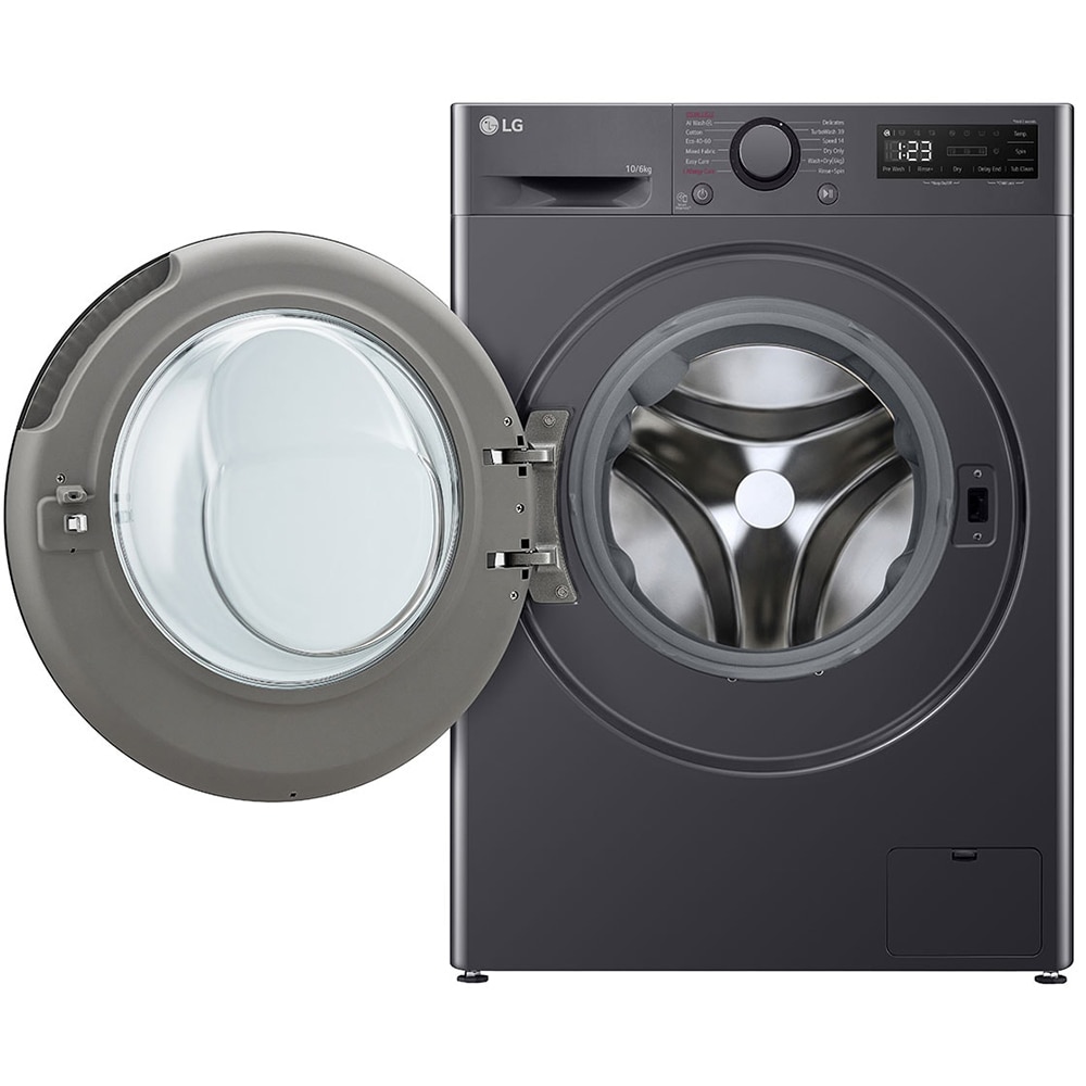 Masina de spalat rufe frontala cu uscator LG F4DR510S2M, Steam, AI DD, 10/6 kg, 1400rpm, Clasa A/D, antracit