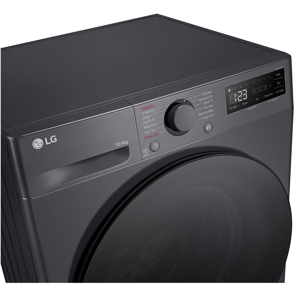 Masina de spalat rufe frontala cu uscator LG F4DR510S2M, Steam, AI DD, 10/6 kg, 1400rpm, Clasa A/D, antracit