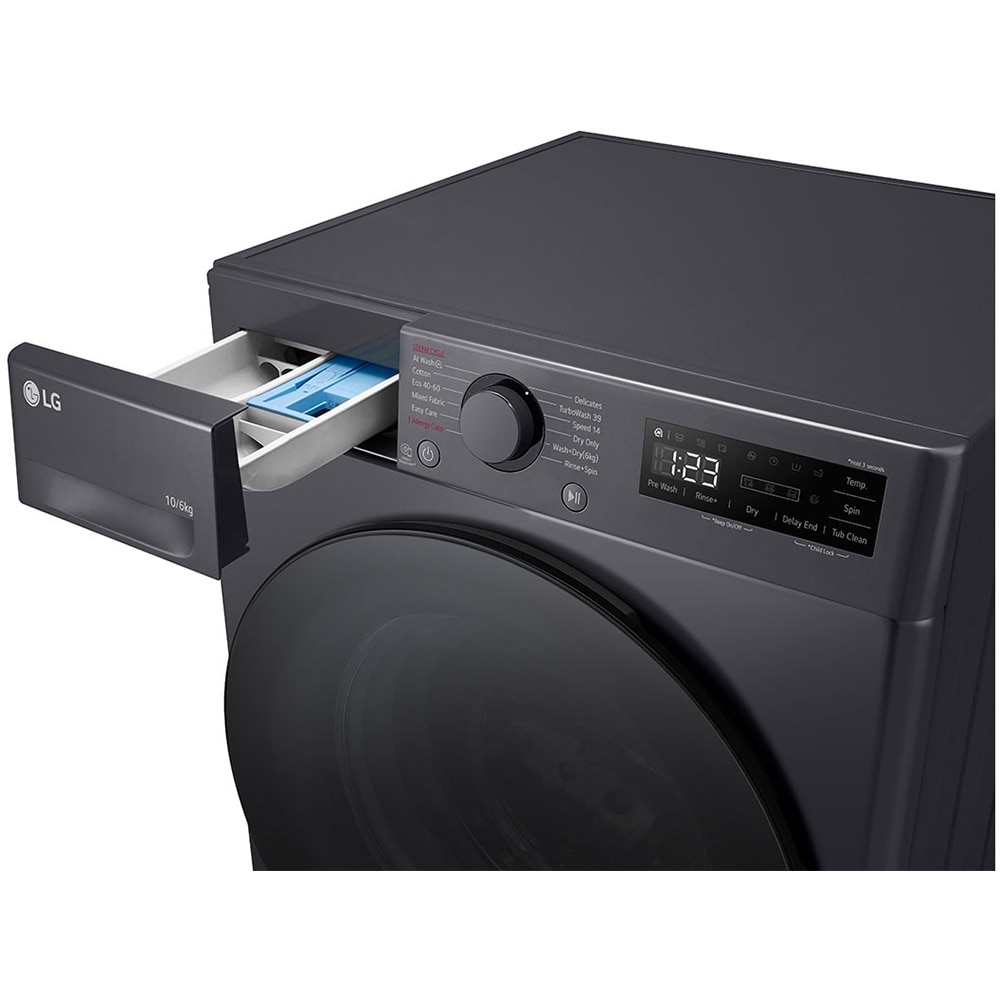 Masina de spalat rufe frontala cu uscator LG F4DR510S2M, Steam, AI DD, 10/6 kg, 1400rpm, Clasa A/D, antracit