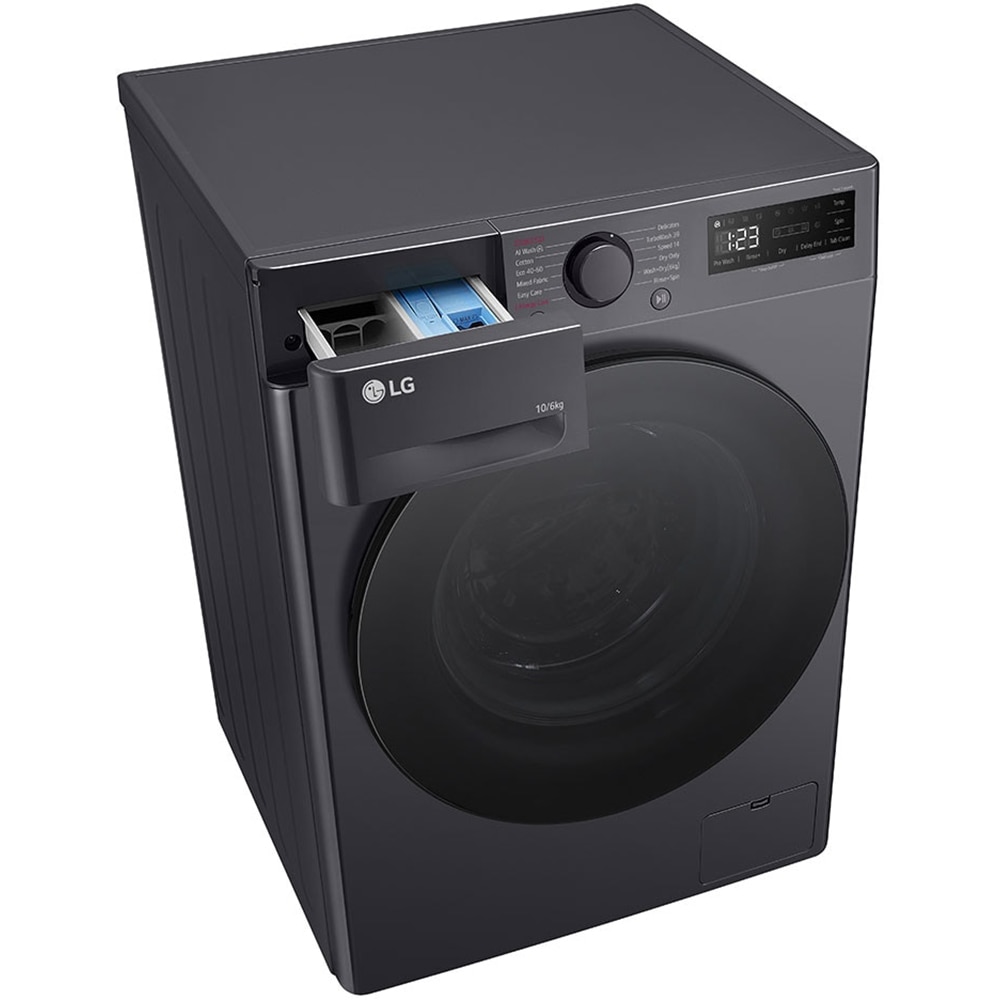 Masina de spalat rufe frontala cu uscator LG F4DR510S2M, Steam, AI DD, 10/6 kg, 1400rpm, Clasa A/D, antracit