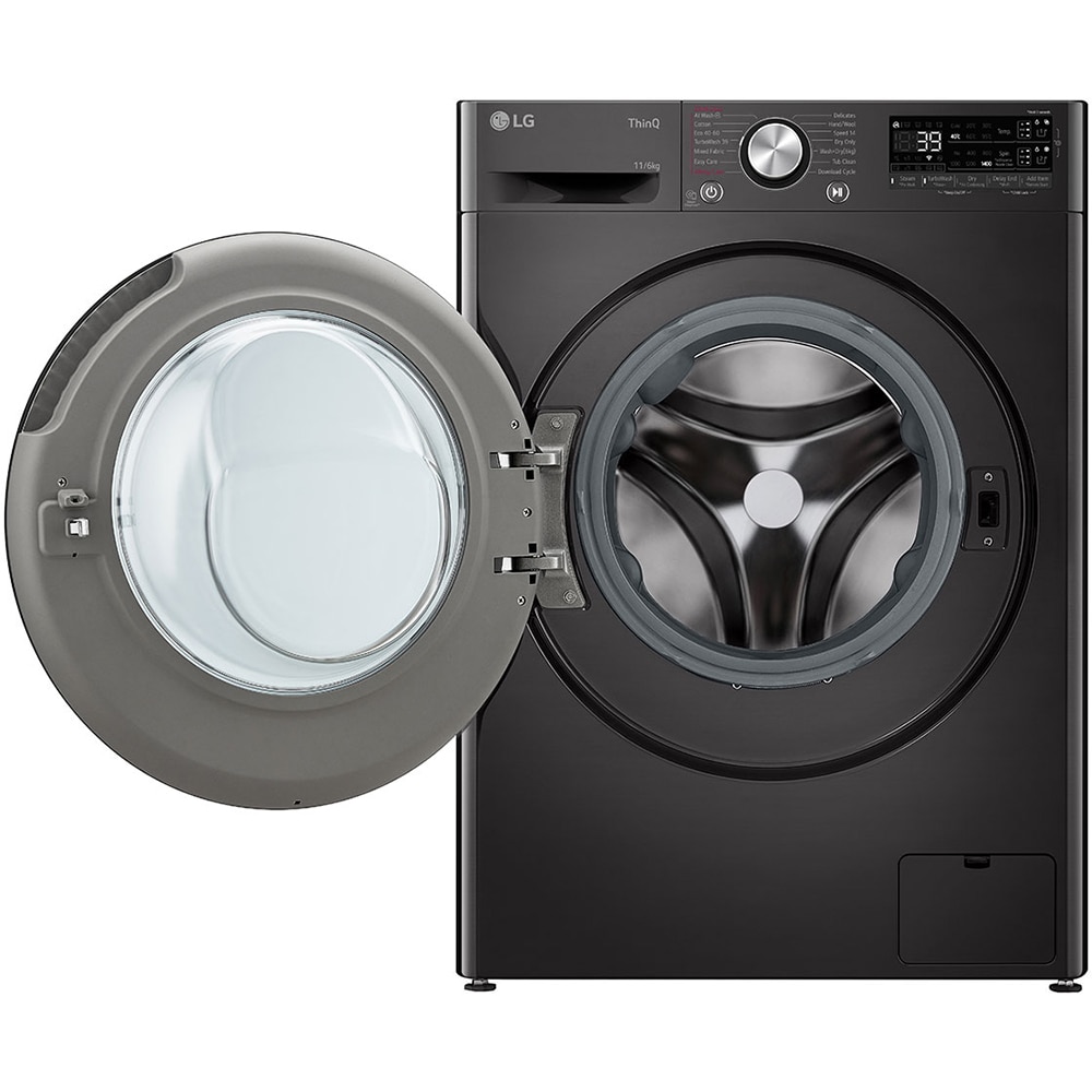 Masina de spalat rufe frontala cu uscator LG F4DR711S2BA, Steam, AI DD, 11/6 kg, 1400rpm, Clasa A/D, antracit