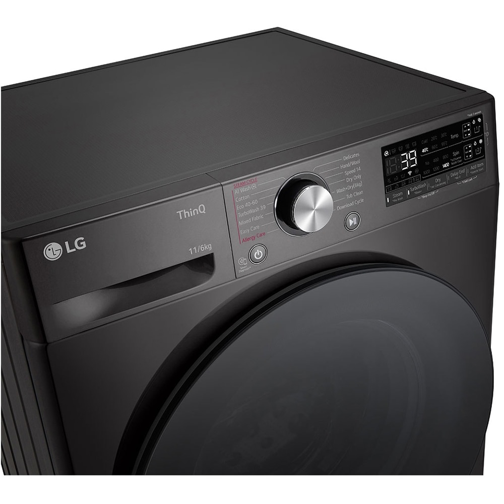Masina de spalat rufe frontala cu uscator LG F4DR711S2BA, Steam, AI DD, 11/6 kg, 1400rpm, Clasa A/D, antracit
