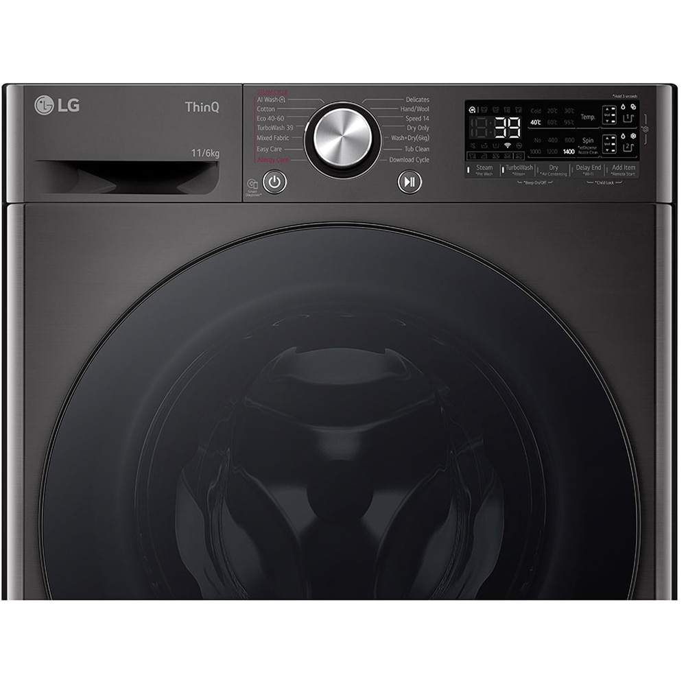 Masina de spalat rufe frontala cu uscator LG F4DR711S2BA, Steam, AI DD, 11/6 kg, 1400rpm, Clasa A/D, antracit