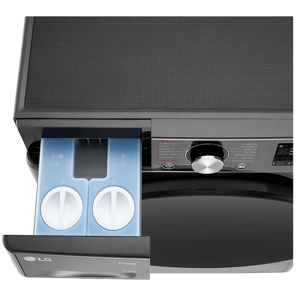 Masina de spalat rufe frontala cu uscator LG F4DR711S2BA, Steam, AI DD, 11/6 kg, 1400rpm, Clasa A/D, antracit