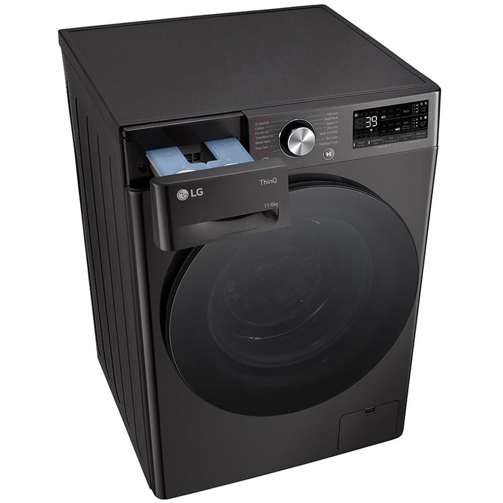 Masina de spalat rufe frontala cu uscator LG F4DR711S2BA, Steam, AI DD, 11/6 kg, 1400rpm, Clasa A/D, antracit