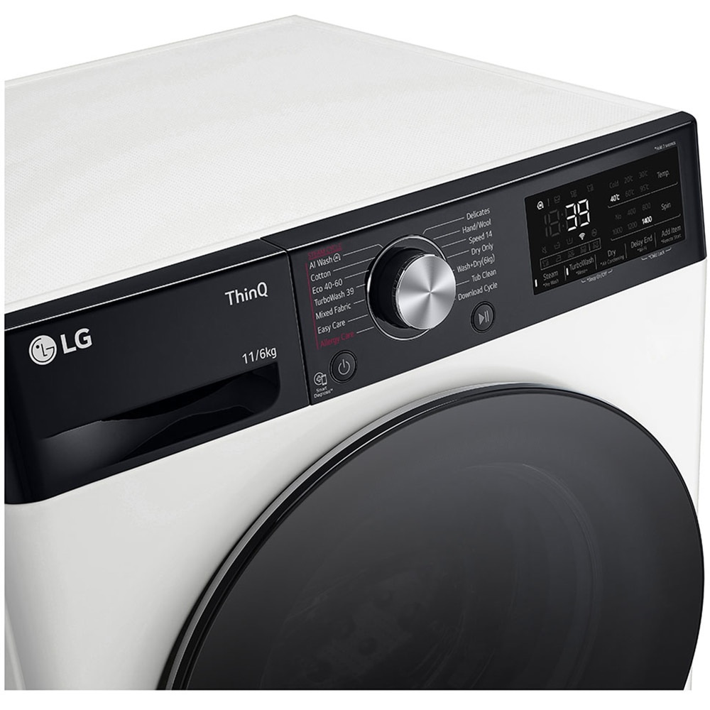 Masina de spalat rufe frontala cu uscator LG F4DR711S2H, Steam, AI DD, 11/6 kg, 1400rpm, Clasa A/D, alb
