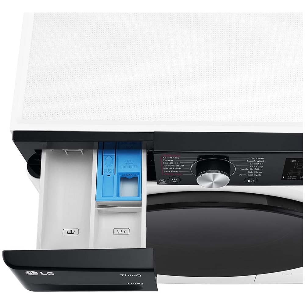 Masina de spalat rufe frontala cu uscator LG F4DR711S2H, Steam, AI DD, 11/6 kg, 1400rpm, Clasa A/D, alb