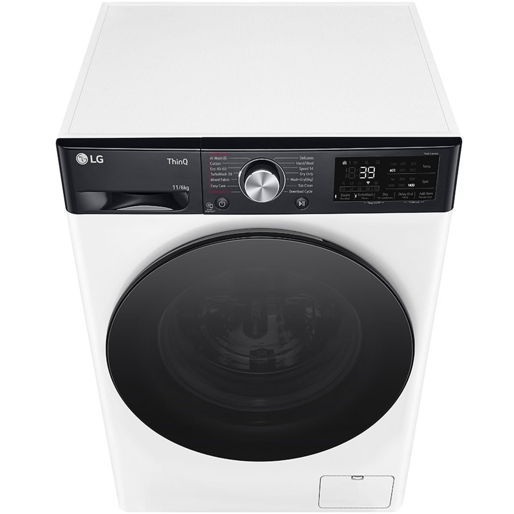 Masina de spalat rufe frontala cu uscator LG F4DR711S2H, Steam, AI DD, 11/6 kg, 1400rpm, Clasa A/D, alb