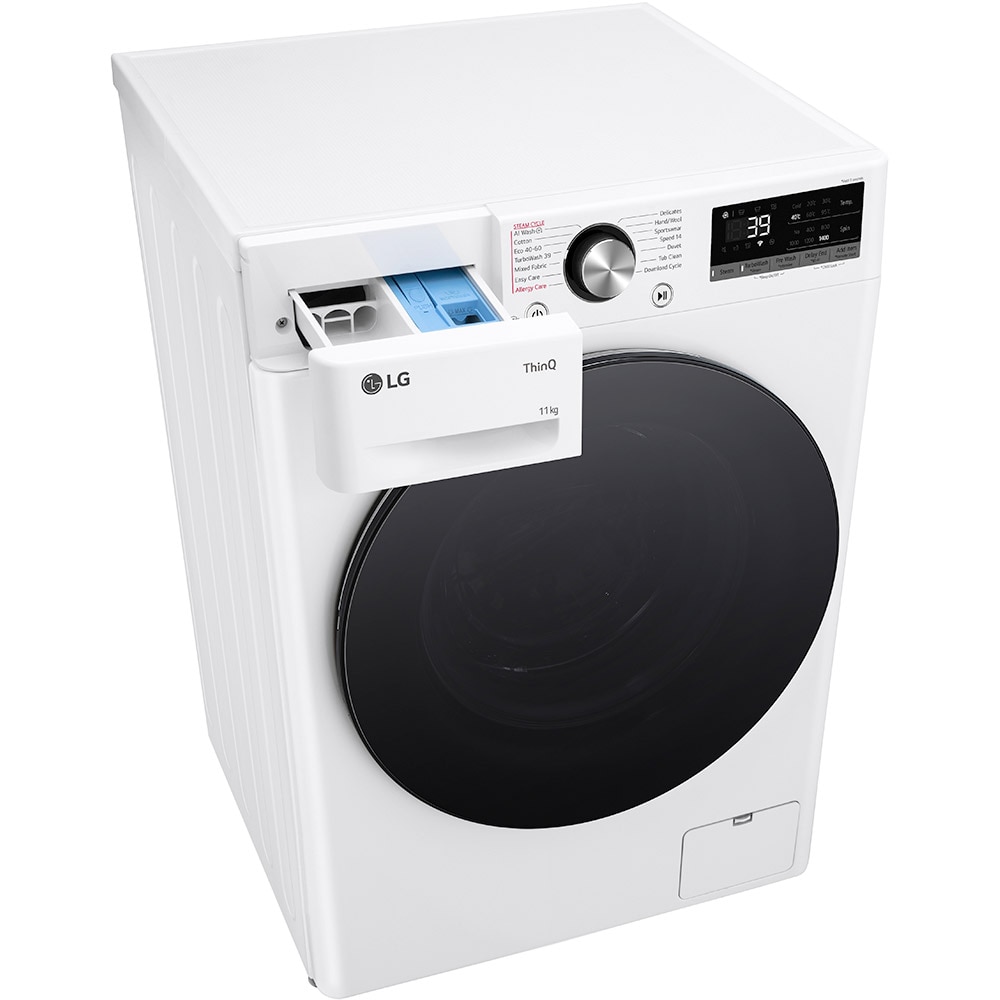 Masina de spalat rufe frontala LG F4WR711S2W, AI Direct Drive, 11 kg, 1400rpm, Clasa A, alb