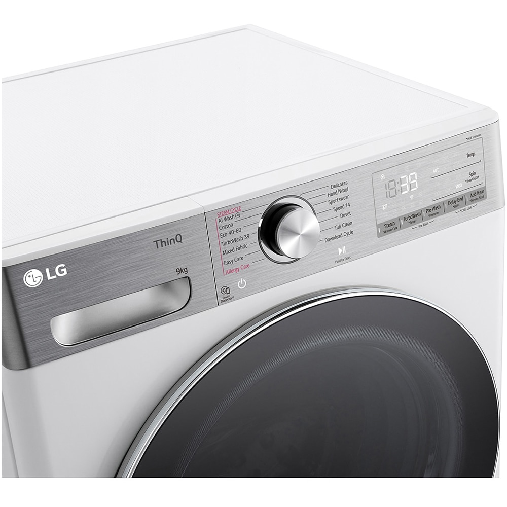 Masina de spalat rufe frontala LG F4WR909P3W, Steam, Wi-Fi, 9 kg, 1400rpm, Clasa A, alb