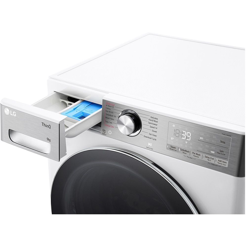 Masina de spalat rufe frontala LG F4WR909P3W, Steam, Wi-Fi, 9 kg, 1400rpm, Clasa A, alb