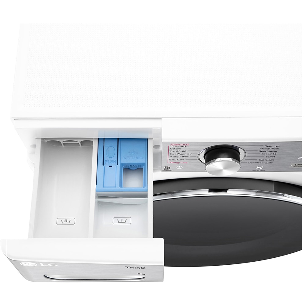 Masina de spalat rufe frontala LG F4WR909P3W, Steam, Wi-Fi, 9 kg, 1400rpm, Clasa A, alb