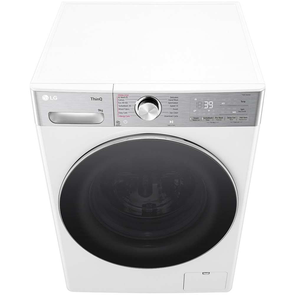 Masina de spalat rufe frontala LG F4WR909P3W, Steam, Wi-Fi, 9 kg, 1400rpm, Clasa A, alb