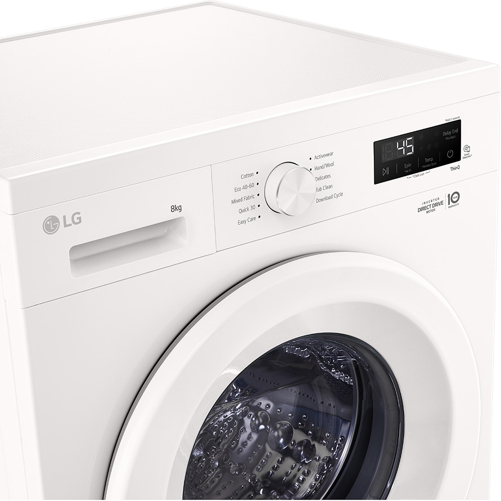 Masina de spalat rufe frontala LG F4X1008NWH, 6 motion DD, 8 kg, 1400rpm, Clasa A, Wi-Fi, alb