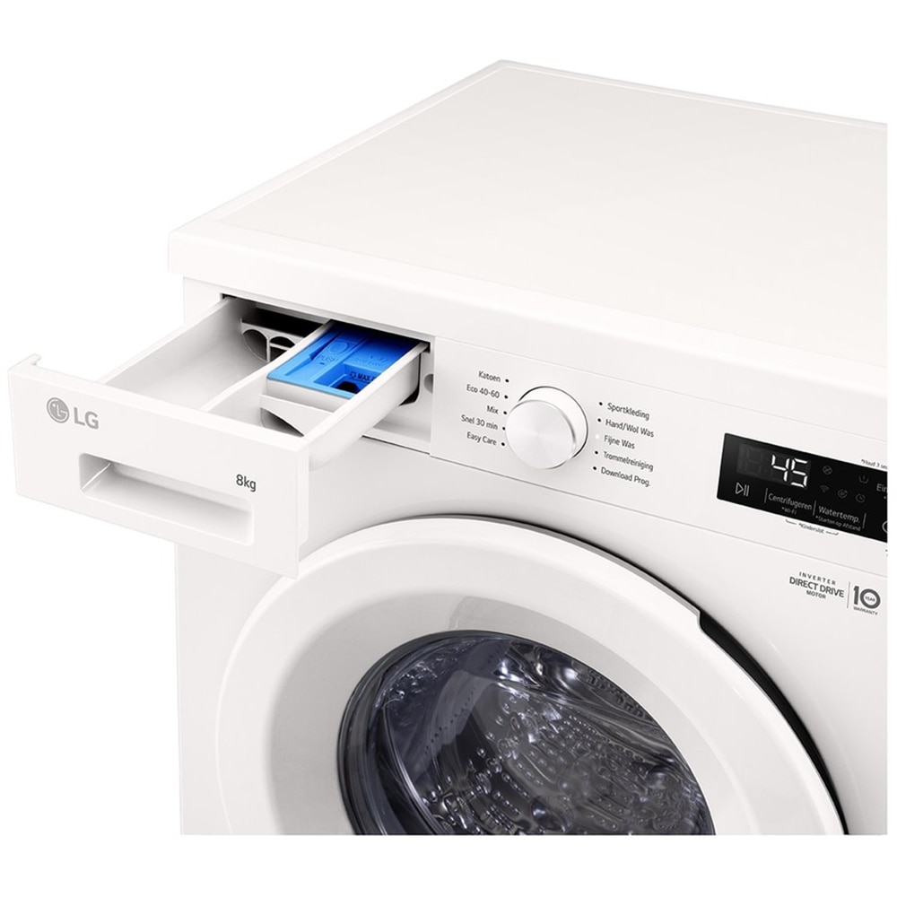 Masina de spalat rufe frontala LG F4X1008NWH, 6 motion DD, 8 kg, 1400rpm, Clasa A, Wi-Fi, alb