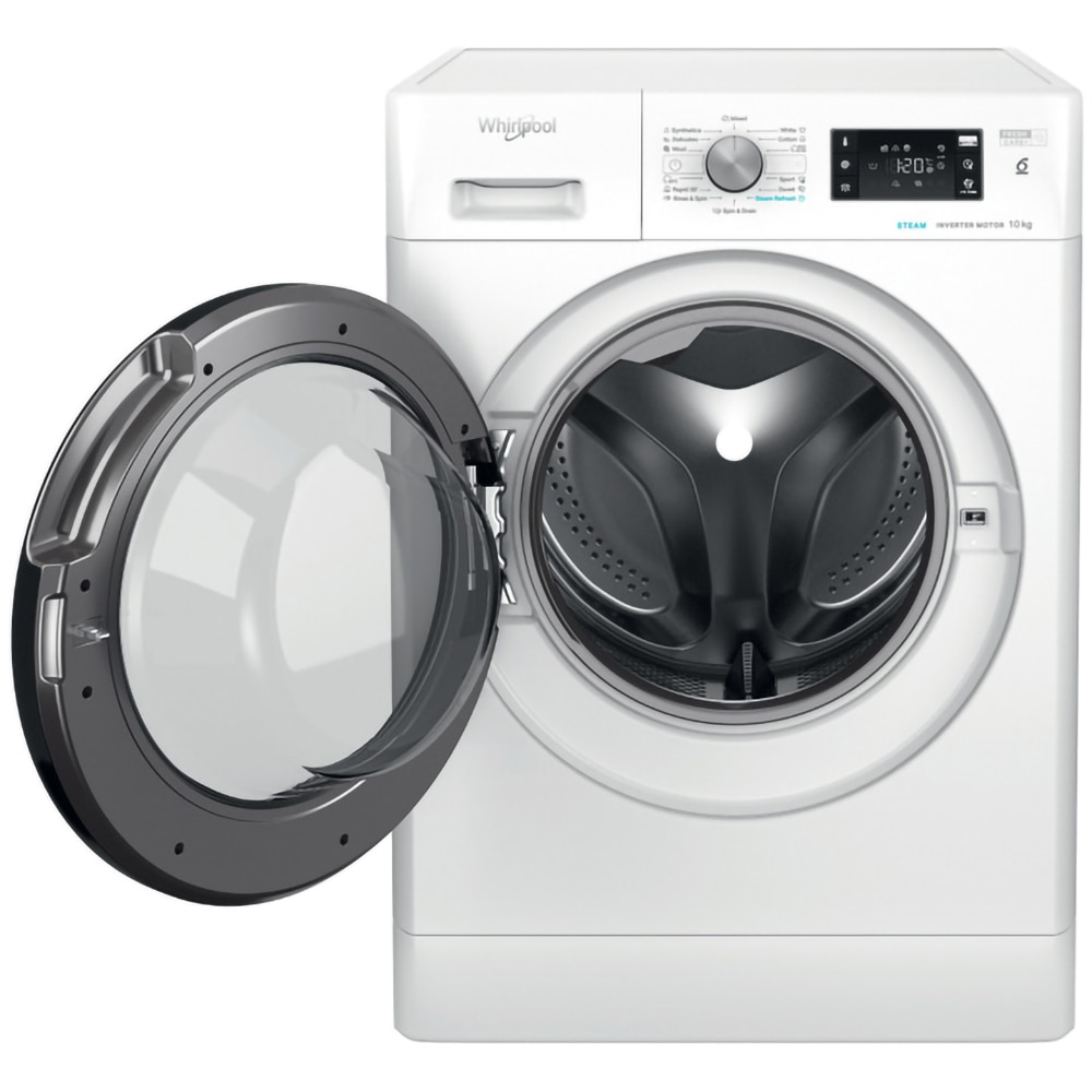 Masina de spalat rufe frontala WHIRLPOOL FFB 10489 BV EE, Steam, 6th Sense, 10 kg, 1400rpm, Clasa A, alb