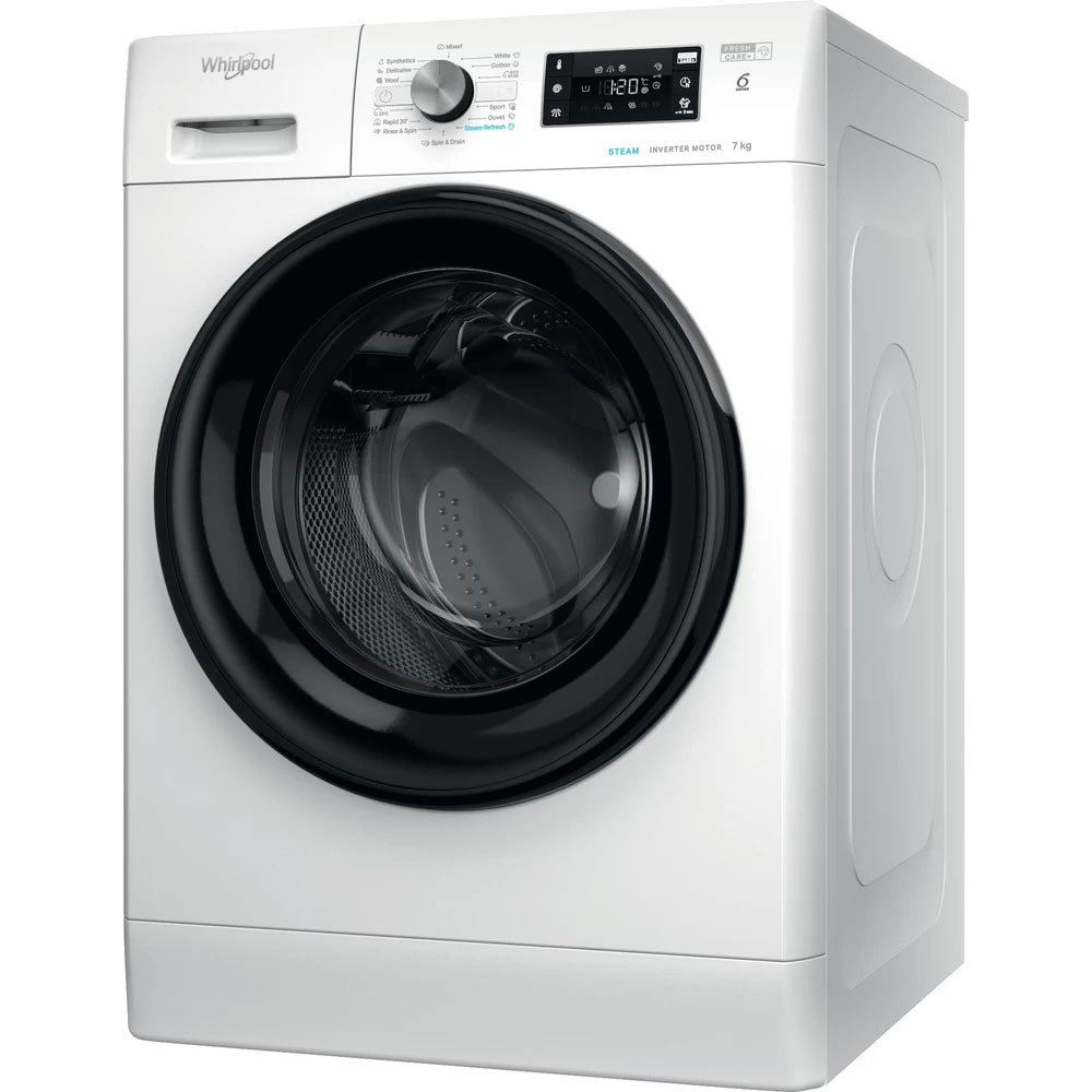 Masina de spalat rufe frontala WHIRLPOOL FFB 7259 BV EE, Steam, 6th Sense, 7 kg, 1200rpm, Clasa B, alb