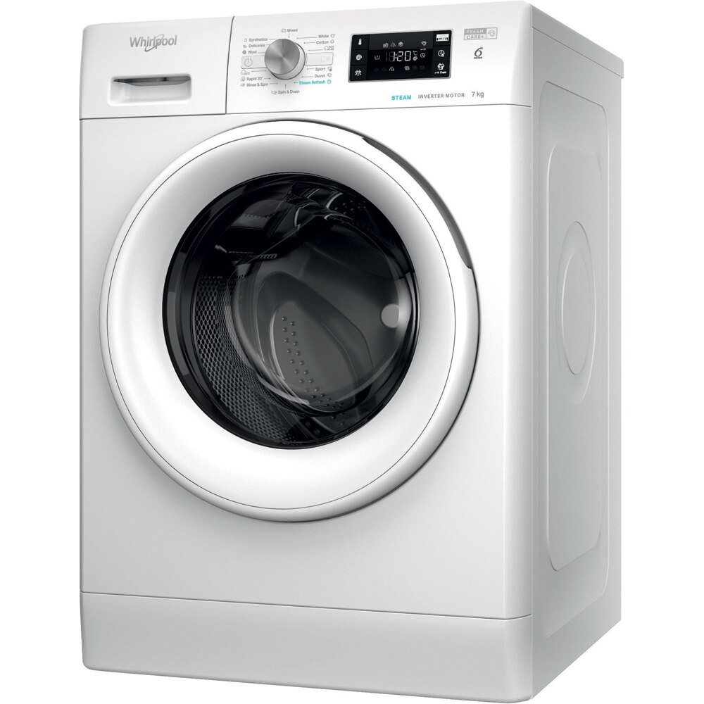 Masina de spalat rufe frontala WHIRLPOOL FFB 7469 WV EE, Steam, 6th Sense, 7 kg, 1400rpm, Clasa A, alb