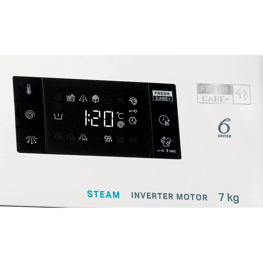 Masina de spalat rufe frontala WHIRLPOOL FFB 7469 WV EE, Steam, 6th Sense, 7 kg, 1400rpm, Clasa A, alb