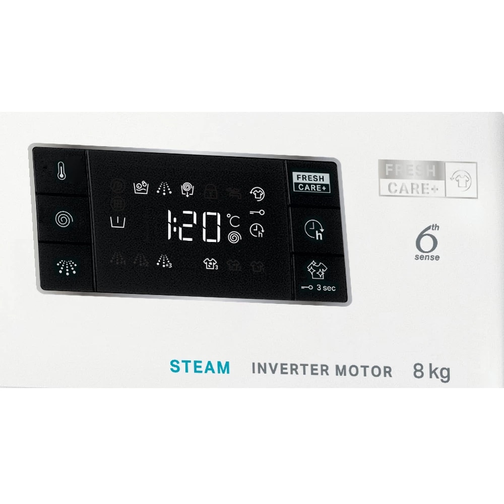 Masina de spalat rufe frontala WHIRLPOOL FFB 8258 WV EE, Steam, 6th Sense, 8 kg, 1200rpm, Clasa B, alb