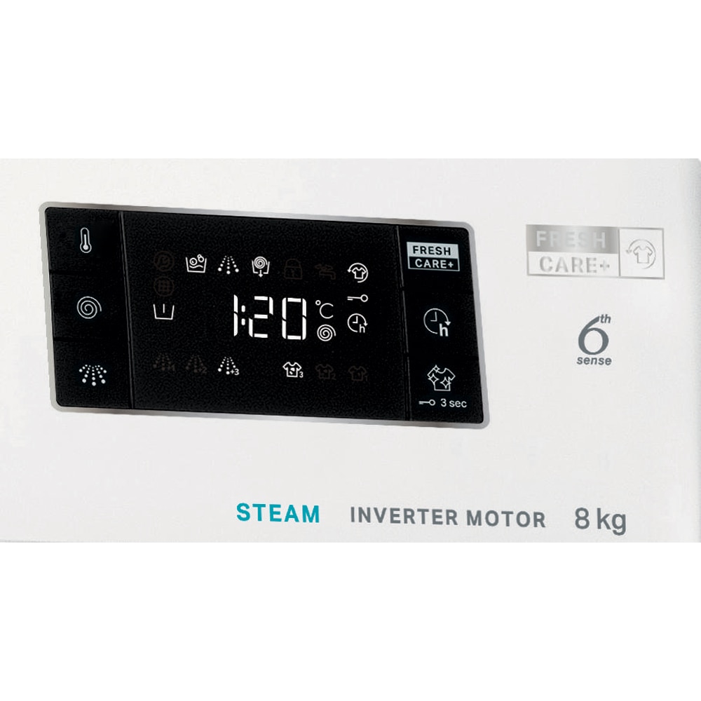Masina de spalat rufe frontala WHIRLPOOL FFB 8489 WV EE, Steam, 6th Sense, 8 kg, 1400rpm, Clasa A, alb