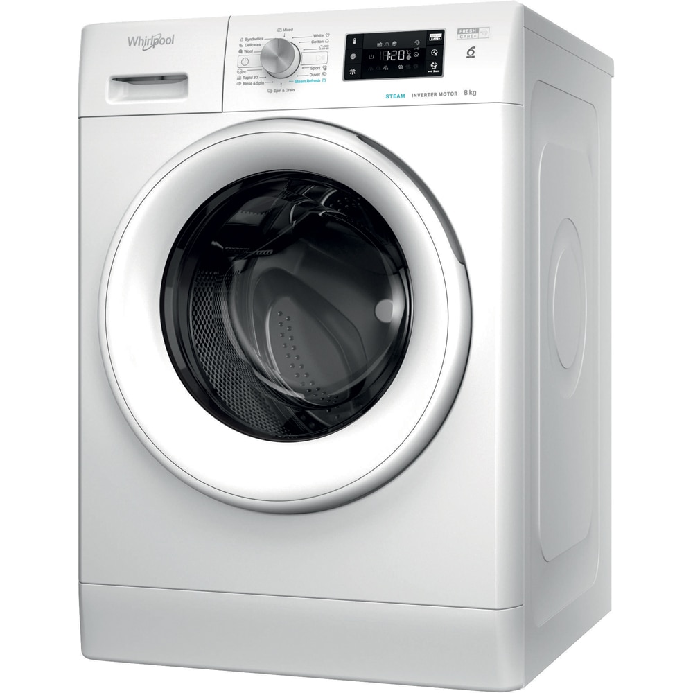 Masina de spalat rufe frontala WHIRLPOOL FFB 8489 WV EE, Steam, 6th Sense, 8 kg, 1400rpm, Clasa A, alb