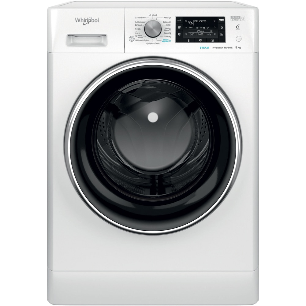 Masina de spalat rufe frontala WHIRLPOOL FFD 9489 BCV EE, Steam, 6th Sense, 9 kg, 1400rpm, Clasa A, alb