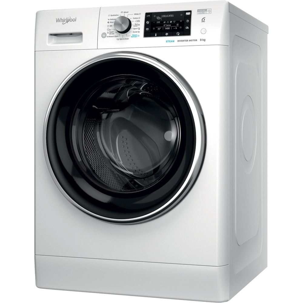 Masina de spalat rufe frontala WHIRLPOOL FFD 9489 BCV EE, Steam, 6th Sense, 9 kg, 1400rpm, Clasa A, alb