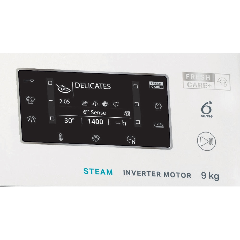 Masina de spalat rufe frontala WHIRLPOOL FFD 9489 BV EE, Steam, 6th Sense, 9 kg, 1400rpm, Clasa A, alb