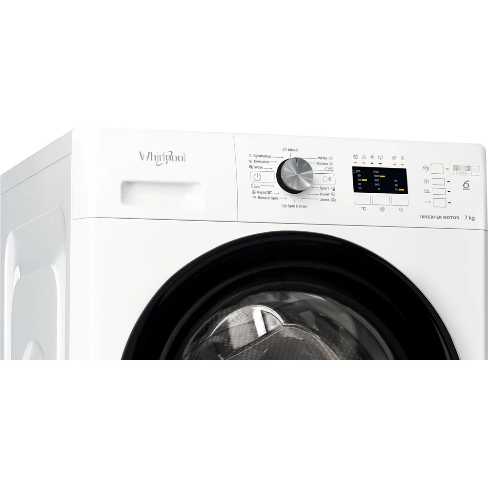 Masina de spalat rufe frontala WHIRLPOOL FFL 7038 B EE, 6th Sense, 7 kg, 1000rpm, Clasa D, alb
