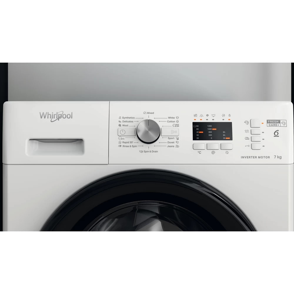 Masina de spalat rufe frontala WHIRLPOOL FFL 7038 B EE, 6th Sense, 7 kg, 1000rpm, Clasa D, alb