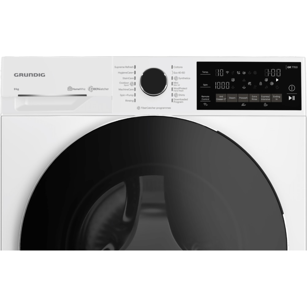 Masina de spalat rufe frontala GRUNDIG GW7P79619W, HomeWhiz, 9 kg, 1600rpm, Clasa A, alb