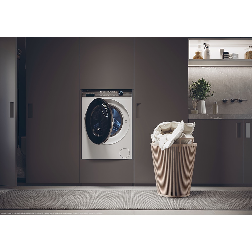 Masina de spalat rufe frontala slim HAIER HW90-B14979TU1, Steam, 9 kg, 1400rpm, Clasa B, alb